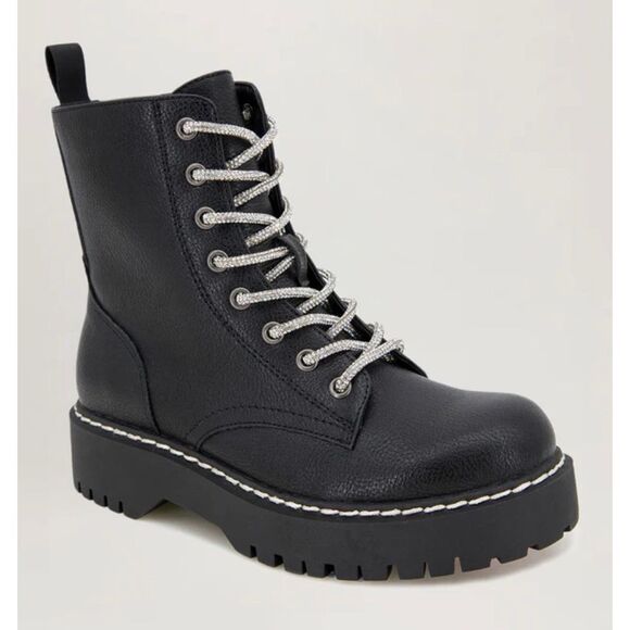 UNIONBAY Hayden Boots Size 8.5 Black Rhinestone Fashion Combat NEW - Picture 1 of 8